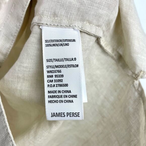 NEW James Perse Natural Tan Boxy Linen Shirt Size 0 - Picture 5 of 5